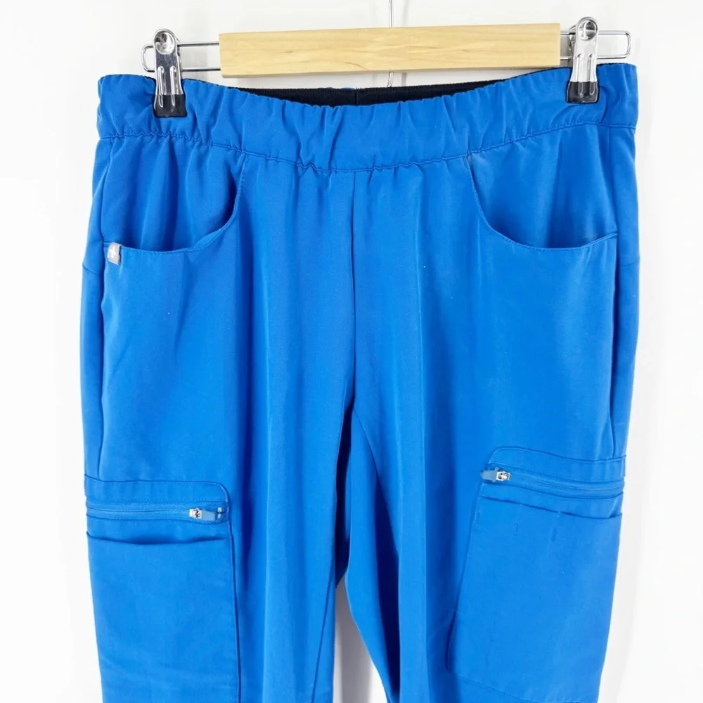 ✅ Figs Blue Cargo Pants with Elastic Cuffs‎ Zamora Jogger Scrub Pants SMALL